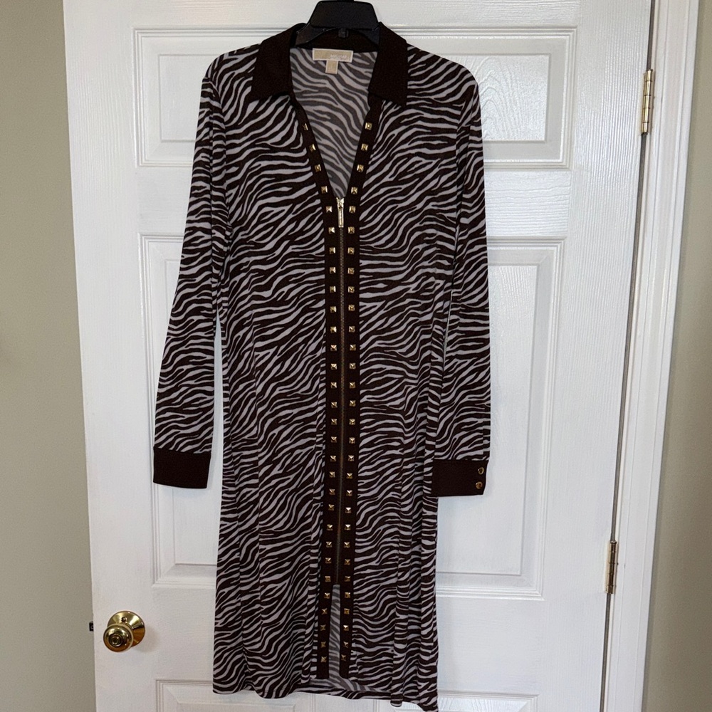 Michael Kors Zebra Print Long Sleeve Dress